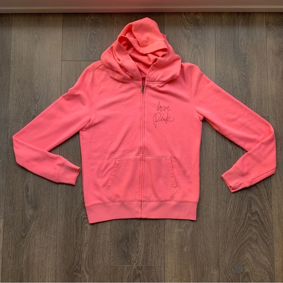 Pink Victoria's Secret Sweater Hoodie Zip up Sweatshirt Pink y2k early 2000 S - Picture 5 of 14